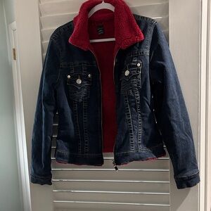 True Religion Denim Jacket with Red Sherpa Interior